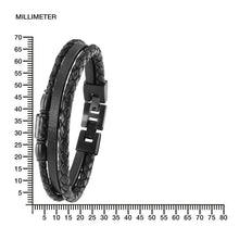 Laden Sie das Bild in den Galerie-Viewer, s.Oliver Jewel Herren Armband Leder schwarz Edelstahl 2022637