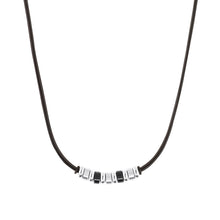 Laden Sie das Bild in den Galerie-Viewer, s.Oliver Jewel Herren Kette Leder schwarz Beads silber 2035829