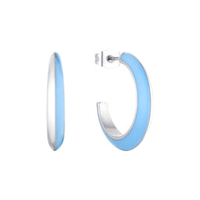Laden Sie das Bild in den Galerie-Viewer, s.Oliver Jewel Damen Ohrringe Creolen Edelstahl silber emailliert blau 2037974