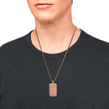 Laden Sie das Bild in den Galerie-Viewer, s.Oliver Jewel Herren Kette Identkette Edelstahl IP Braun Dog Tag 2037991