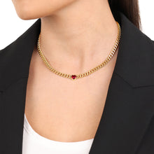 Laden Sie das Bild in den Galerie-Viewer, s.Oliver Jewel Damen Kette Halskette Edelstahl Gold Herz Zirkonia rot 2040608
