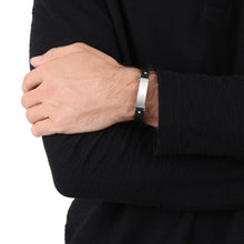 Laden Sie das Bild in den Galerie-Viewer, s.Oliver Jewel Herren Armband Leder Edelstahl schwarz silber 2040620