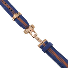 Laden Sie das Bild in den Galerie-Viewer, Ingersoll Ersatzband für Uhren Leder blau / orange Faltschl. Rosé 22 mm
