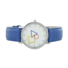 Laden Sie das Bild in den Galerie-Viewer, Aristo Bauhaus Unisex Uhr Edelstahl 4D85IB Leder blau