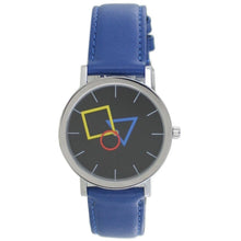 Laden Sie das Bild in den Galerie-Viewer, Aristo Bauhaus Unisex Uhr Edelstahl 4D86IB Leder blau
