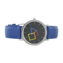 Laden Sie das Bild in den Galerie-Viewer, Aristo Bauhaus Unisex Uhr Edelstahl 4D86IB Leder blau