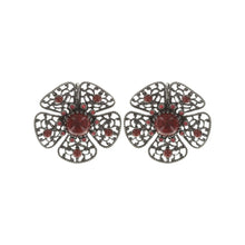 Laden Sie das Bild in den Galerie-Viewer, Konplott Ohrringe Brisur Flamenco red large dark antique silver