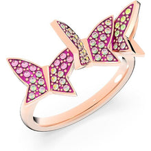 Laden Sie das Bild in den Galerie-Viewer, Swarovski Damen Ring Set Edelstahl Roségold Kristall MP-Lilia Schmetterling