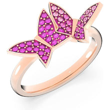 Laden Sie das Bild in den Galerie-Viewer, Swarovski Damen Ring Set Edelstahl Roségold Kristall MP-Lilia Schmetterling