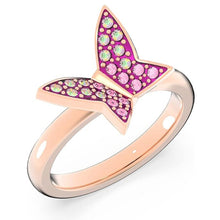 Laden Sie das Bild in den Galerie-Viewer, Swarovski Damen Ring Set Edelstahl Roségold Kristall MP-Lilia Schmetterling