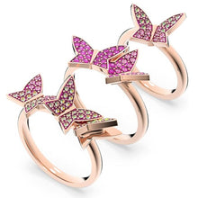 Laden Sie das Bild in den Galerie-Viewer, Swarovski Damen Ring Set Edelstahl Roségold Kristall MP-Lilia Schmetterling