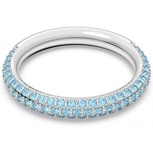 Laden Sie das Bild in den Galerie-Viewer, Swarovski Damen Ring Metall Silber Kristall blau STONE-AQUA