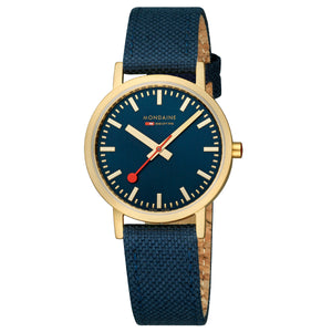 Mondaine Unisex Uhr Classic Armbanduhr 36 mm A660.30314.40SBQ Textil