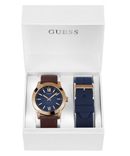 Laden Sie das Bild in den Galerie-Viewer, Guess Herren Uhr Armbanduhr CRESCENT GW0630G3 Leder Silikon