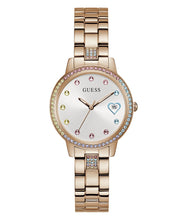 Laden Sie das Bild in den Galerie-Viewer, Guess Damen Uhr Armbanduhr THREE OF HEARTS GW0657L3 Edelstahl rotgold