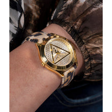 Laden Sie das Bild in den Galerie-Viewer, Guess Damen Uhr Armbanduhr GLITZ PLAQUE GW0745L2 Leder