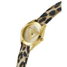 Laden Sie das Bild in den Galerie-Viewer, Guess Damen Uhr Armbanduhr GLITZ PLAQUE GW0745L2 Leder