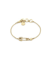 Laden Sie das Bild in den Galerie-Viewer, Philipp Plein Damen Armband Armkette Edelstahl IP Gold PLEIN SAFETY PIN PJKGA06BU