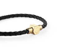 Laden Sie das Bild in den Galerie-Viewer, Philipp Plein Herren Armband Leder Edelstahl gold PLEIN ENIGMA L PJOEA05BL