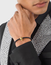 Laden Sie das Bild in den Galerie-Viewer, Philipp Plein Herren Armband Leder Edelstahl IP Gold LINKED PJYEA14BU
