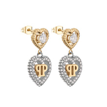 Laden Sie das Bild in den Galerie-Viewer, Philipp Plein Damen Ohrringe Edelstahl IP Gold PLEIN ROCKED HEART PJZEA03EU