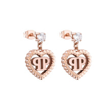 Laden Sie das Bild in den Galerie-Viewer, Philipp Plein Damen Ohrringe Edelstahl IP Rose Gold PLEIN ROCKED HEART PJZEA11EU