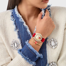 Laden Sie das Bild in den Galerie-Viewer, Philipp Plein Damen Uhr Analog Quarz PLEIN VALENTINE PW2BA0825 Leder + Armkette