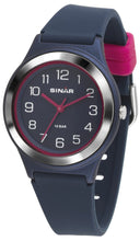 Laden Sie das Bild in den Galerie-Viewer, SINAR Jugenduhr Armbanduhr Analog Quarz Mädchen Silikonband XB-48-2 blau pink