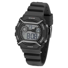 Laden Sie das Bild in den Galerie-Viewer, SINAR Jugenduhr Armbanduhr Digital Quarz Jungen Silikonband XE-69-1 Schwarz