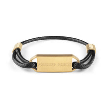 Laden Sie das Bild in den Galerie-Viewer, Philipp Plein Herren Armband Textil Edelstahl IP Gold PLEIN TAG PJ0AA06BU