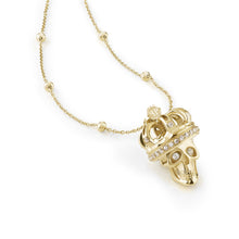 Laden Sie das Bild in den Galerie-Viewer, Philipp Plein Damen Kette Halskette Edelstahl IP Gold SKULL CROWN PJ4AA03NU