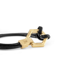 Laden Sie das Bild in den Galerie-Viewer, Philipp Plein Herren Armband Leder Edelstahl IP Gold HEXAGON PJ7AA25BS