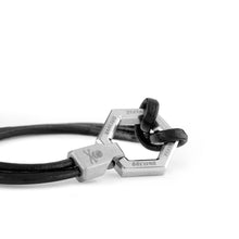 Laden Sie das Bild in den Galerie-Viewer, Philipp Plein Herren Armband Leder Edelstahl silber HEXAGON PJ7AA26BL