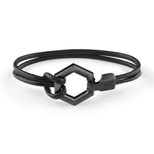 Laden Sie das Bild in den Galerie-Viewer, Philipp Plein Herren Armband Leder Edelstahl silber HEXAGON PJ7AA26BL