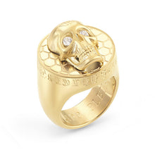 Laden Sie das Bild in den Galerie-Viewer, Philipp Plein Herren Ring Edelstahl IP Gold 3D SKULL PJ8AA26R