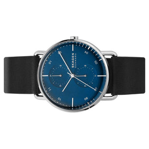 Skagen Herren Uhr Armbanduhr Multifunktion Horizont Leder schwarz SKW6702