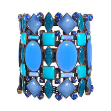 Laden Sie das Bild in den Galerie-Viewer, Konplott Armband Ethnic Mosaic breit  blau / grün