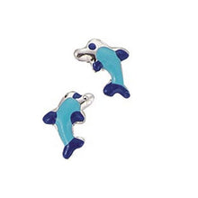 Laden Sie das Bild in den Galerie-Viewer, Scout Kinder Ohrringe Ohrstecher Silber Delphin blau Mädchen 262003100