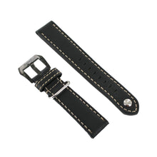 Laden Sie das Bild in den Galerie-Viewer, Ingersoll Ersatzband für Uhren Leder schwarz Naht weiss Dornschließe sw 22 mm