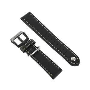Ingersoll Ersatzband für Uhren Leder schwarz Naht weiss Dornschließe sw 22 mm
