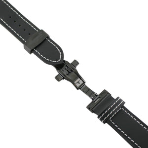 Ingersoll Ersatzband für Uhren Leder schwarz Naht ws Faltschließe sw 23 mm