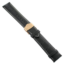 Laden Sie das Bild in den Galerie-Viewer, Ingersoll Ersatzband für Uhren Leder schwarz Kroko Naht ws Faltschl. Rosé 22 mm