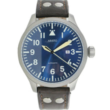 Laden Sie das Bild in den Galerie-Viewer, Aristo Herren Uhr Armbanduhr Automatic Blaue 47 Beobachter 3H159 Leder
