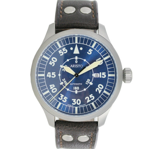 Aristo Herren Uhr Armbanduhr Automatic Blaue 47 Navigator 3H160 Leder