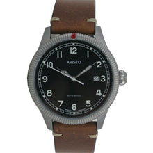 Laden Sie das Bild in den Galerie-Viewer, Aristo Herren Uhr Armbanduhr Automatic Vintage-Uhr 3H190 Leder