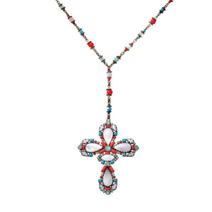 Konplott Halskette Collier Yoga Californica multi light Kreuz