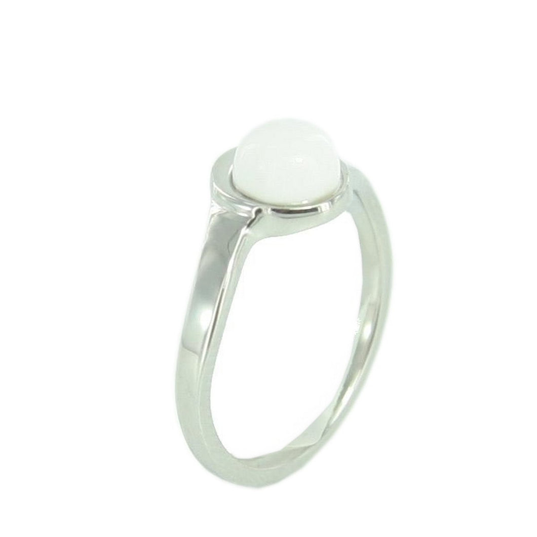 Skagen Damen Ring silber weisse Achat Perle JRSW022 S6 Gr. 52 (16,5)