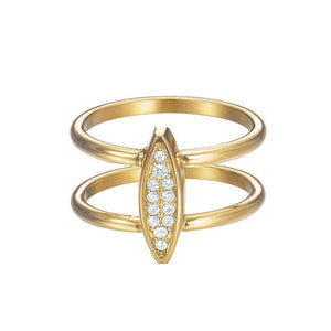Esprit Damen Ring Edelstahl Gold Zirkonia Exclusive ESRG12856B