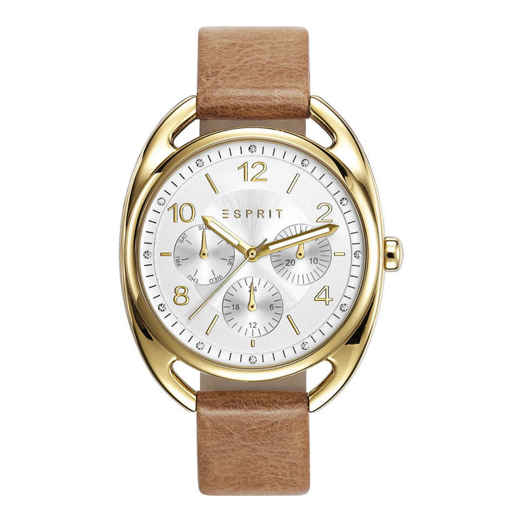 Esprit Damen Uhr Armbanduhr Annie Leder Gold ES108172002