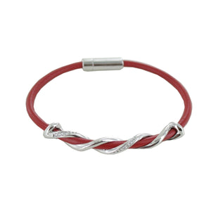 Esprit Damen Armband Leder Silber Swiveled red ESBR91287A170